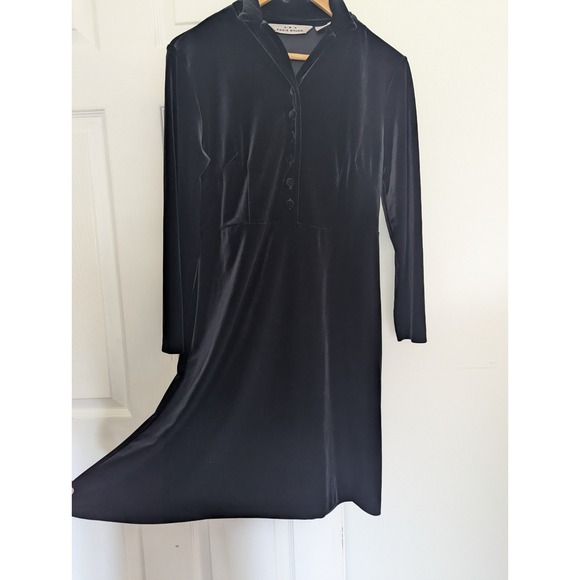 Vtg Long Sleeve‎ Black Velvet Aline Dress Sz 8P Made in the USA Timeless Holiday - Picture 5 of 12